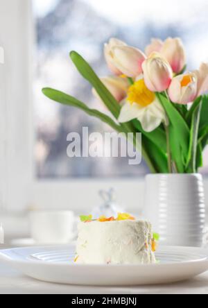 Easter background. Happy easter eggs on nest. Easter eggs. Multi-colored Easter eggs. Easter. Banner.Easter background. Happy easter eggs on nest. Eas Stock Photo