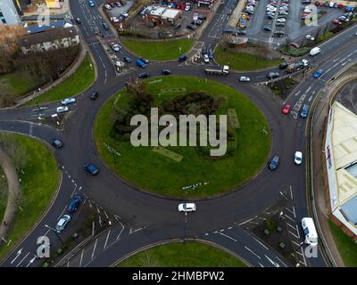 General View GV Town End roundabout in Barnsley, South Yorkshire, England.