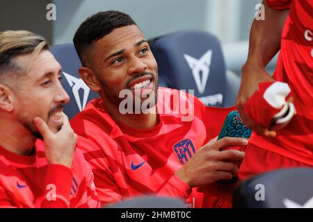 BARCELONA - FEB 6: Renan Lodi sitting on the bench during the La Liga match between FC Barcelona and Club Atletico de Madrid at the Camp Nou Stadium o Stock Photo