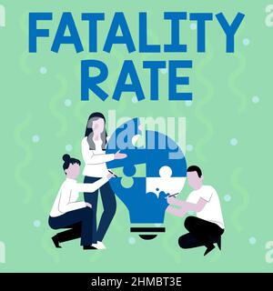 Text showing inspiration Fatality Rate. Business concept calculated number of deaths over a specific range of period Employee Drawing Helping Each Stock Photo