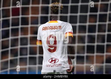 Milan, Italy, 8th February 2022. Tammy Abraham of AS Roma during the Coppa Italia match at Giuseppe Meazza, Milan. Picture credit should read: Jonathan Moscrop / Sportimage Stock Photo