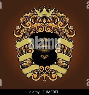Ellegant Shield Ornaments Emblem Vector illustrations for your work Logo, mascot merchandise t-shirt, stickers and Label designs, poster Stock Vector