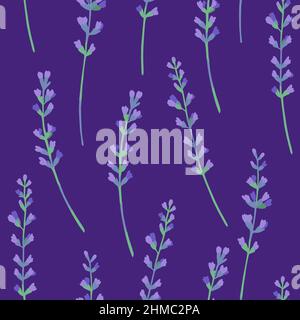 Seamless pattern with lavender floral elements for design and decor. Stock Vector