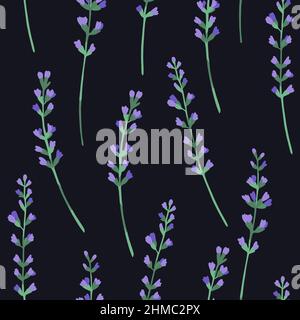 Seamless pattern with lavender floral elements for design and decor. Stock Vector