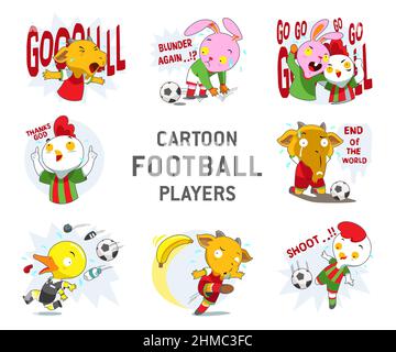 The funny Cartoon Football Players character vector is set to be isolated on a white background. Great for emojis sticker Stock Vector