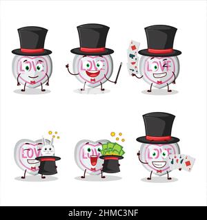 A white love candy Magician cartoon character perform on a stage. Vector illustration Stock Vector