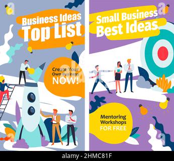 Business ideas top list, mentoring workshop free Stock Vector