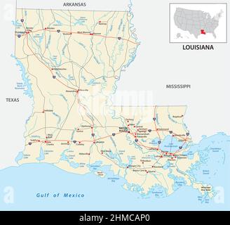 road map of the US American State of louisiana Stock Vector