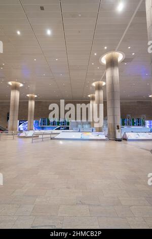 07-12-2021. tel aviv-israel. The main entrance hall of Ben Gurion Airport in Tel Aviv is almost empty, due to the new restrictions due to the new Coro Stock Photo