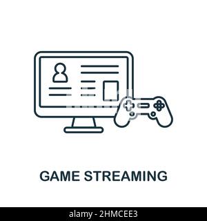 Game Streaming icon. Line element from social media marketing collection. Linear Game Streaming icon sign for web design, infographics and more. Stock Vector