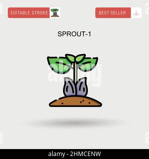 Continuous one line small sprout in a pot. Nurturing. Vector ...