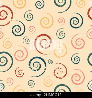 Multicolored vector seamless pattern with spirals of different sizes Stock Vector
