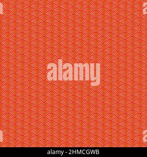 Chinese style seamless pattern. Cloud or river on red background. Traditional oriental golden ornament. Vector Stock Vector