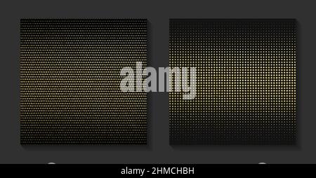 Golden luxury backgrounds set. Shiny Gold grunge halftone texture. Vintage vector illustration. Stock Vector