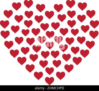 red hearts forming Heart  shape background Stock Vector
