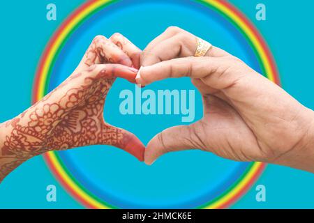 couple making the heart shape in hand Stock Vector