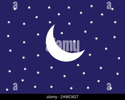 Moon with star in Sky Background Stock Vector