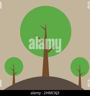 trees in mountian  vector illustration Stock Vector