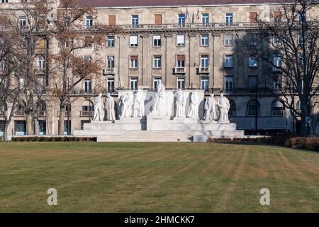 Kossuth Memorial is public monument dedicated to former Hungarian president Lajos Kossuth on Lajos Kossuth Square in Budapest Hungary Stock Photo