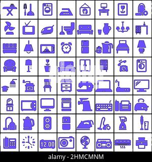 home appliances icons set white blue Stock Photo