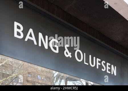 VALENCIA, SPAIN - FEBRUARY 02, 2022: Bang and Olufsen is a Danish high-end consumer electronics company Stock Photo