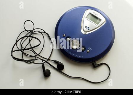 Sony CD Walkman D-NE300 Atract 3Plus Mp3. Vintage Technology from the 90s. Stock Photo