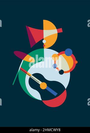 Abstract jazz musical instruments. Creative poster design. Stock Vector