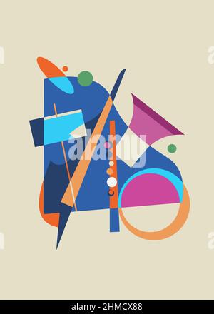 Abstract illustration with musical instruments. Jazz poster design. Stock Vector