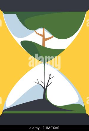 Poster with tree life cycle. Placard design in flat style. Stock Vector