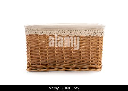 wicker basket for clothes Stock Photo