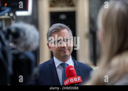 London, England, UK. 9th Feb, 2022. Austrian Finance Minister MAGNUS BRUNNER is seen in Downing Street ahead of meeting British counterpart Rishi Sunak. (Credit Image: © Tayfun Salci/ZUMA Press Wire) Stock Photo