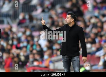 Xavi Hernandez head coach of FC Barcelona during the twenty three day of La Liga Santader match between FC Barcelona and Atletico de Madrid at Camp Nou Stadium on February 06 , 2022 in Barcelona, Spain. Stock Photo