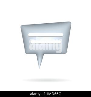 Grey Chat Speech 3D Bubble for Communication concept and Web UI Stock Vector