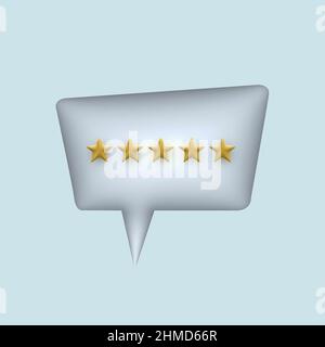 Review five stars 3D Bubble for Communication concept and Web UI Stock Vector