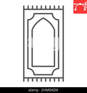 Prayer rug line icon, islam and pray, prayer carpet vector icon, vector graphics, editable stroke outline sign, eps 10. Stock Vector