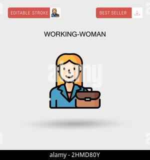 Working-woman Simple vector icon. Stock Vector