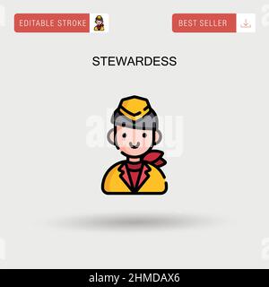 Stewardess Simple vector icon. Stock Vector