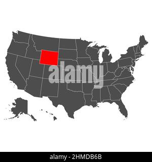 Wyomimg vector map. High detailed illustration. Country of the United States of America. Flat style. Vector illustration Stock Vector