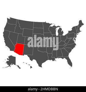 Vector map of Arizona. High detailed illustration. Country of the United States of America. Flat style. Vector illustration Stock Vector