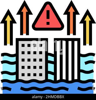 sea level problem color icon vector illustration Stock Vector Image ...