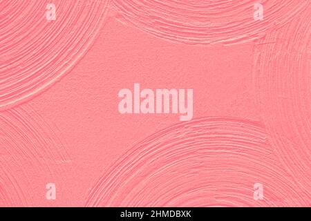 Closeup pink abstract background gypsum panel, spiral shaped volumetric, coral circles, futuristic background, selective focus Stock Photo