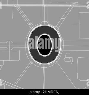 Jakarta, Baseball MLB Stadium, outline vector map. The baseball statium map was drawn with white areas and lines for main roads, side roads. Stock Vector