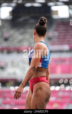 Ivana Spanovic  participating in the Tokyo 2020 Olympic Games in the long jump discipline. Stock Photo