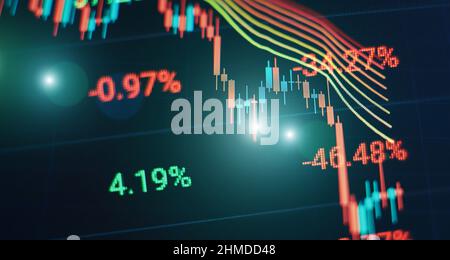 Abstract graphic consisting of blured points , graph and chart . Information concept . Stock Photo
