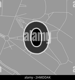 Basra, Baseball MLB Stadium, outline vector map. The baseball statium map was drawn with white areas and lines for main roads, side roads. Stock Vector