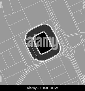 Seville, Baseball MLB Stadium, outline vector map. The baseball statium map was drawn with white areas and lines for main roads, side roads. Stock Vector