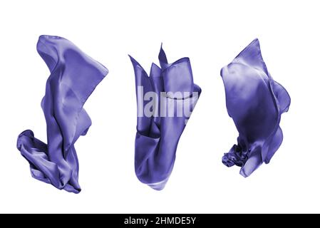 Flowing purple silk scarf isolated on white Stock Photo