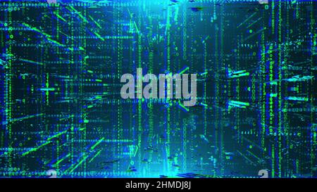 Transmission corruption 3d data render in cyber structure of matrix ...