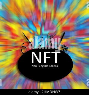 NFT non fungible token concept illustration Stock Photo