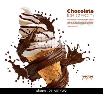 Realistic box chocolate ice cream with liquid Vector Image